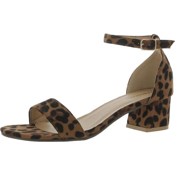 CREPUSCOLO Shoes - CREPUSCOLO Womens Brown Animal Print Ankle Strap Block Heel Heels Shoes NWT